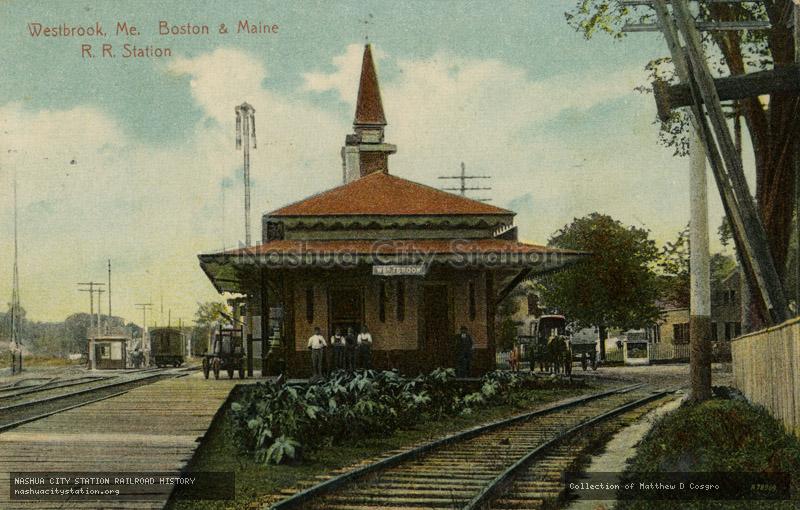Postcard: Westbrook, Maine, Boston & Maine Railroad Station